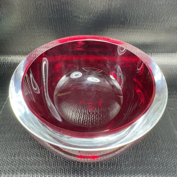 Vintage Murano Art Glass Dish Bowl Venetian Glass Thick Heavy Artist Signed VTG - Picture 10 of 12